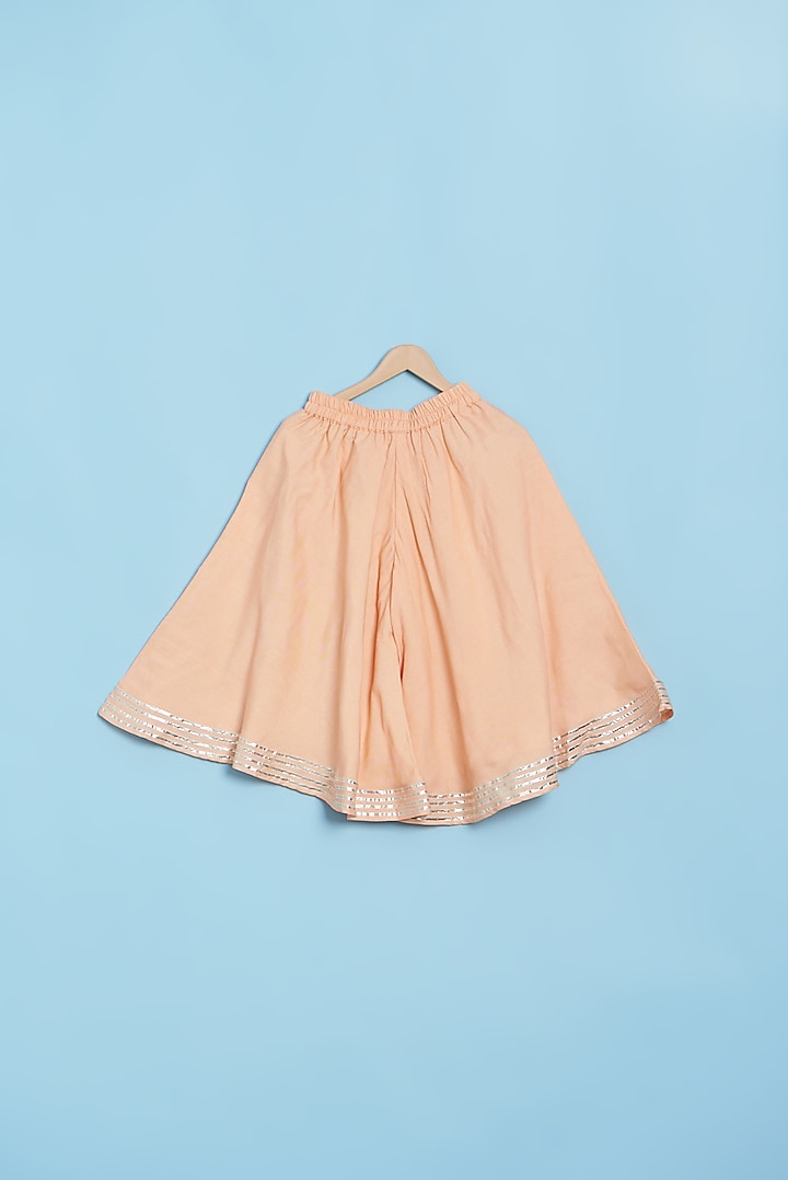 Aqua Green & Peach Embroidered Sharara Set For Girls by LITTLE BRATS at Pernia's Pop Up Shop