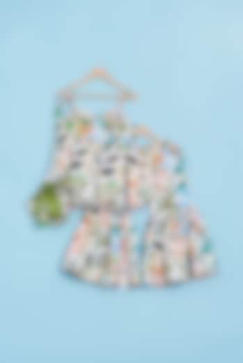 Multi-Colored Leaf Printed Sharara Set For Girls by LITTLE BRATS at Pernia's Pop Up Shop