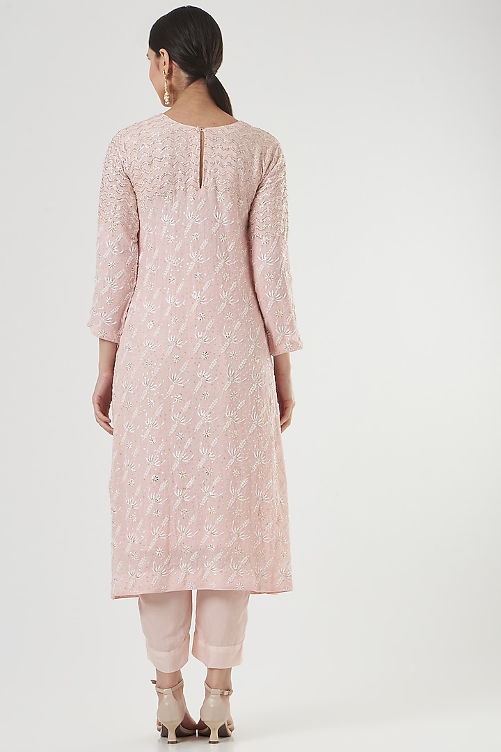 Baby Pink Chikankari Kurta Set by Label Darpan at Pernia's Pop Up Shop