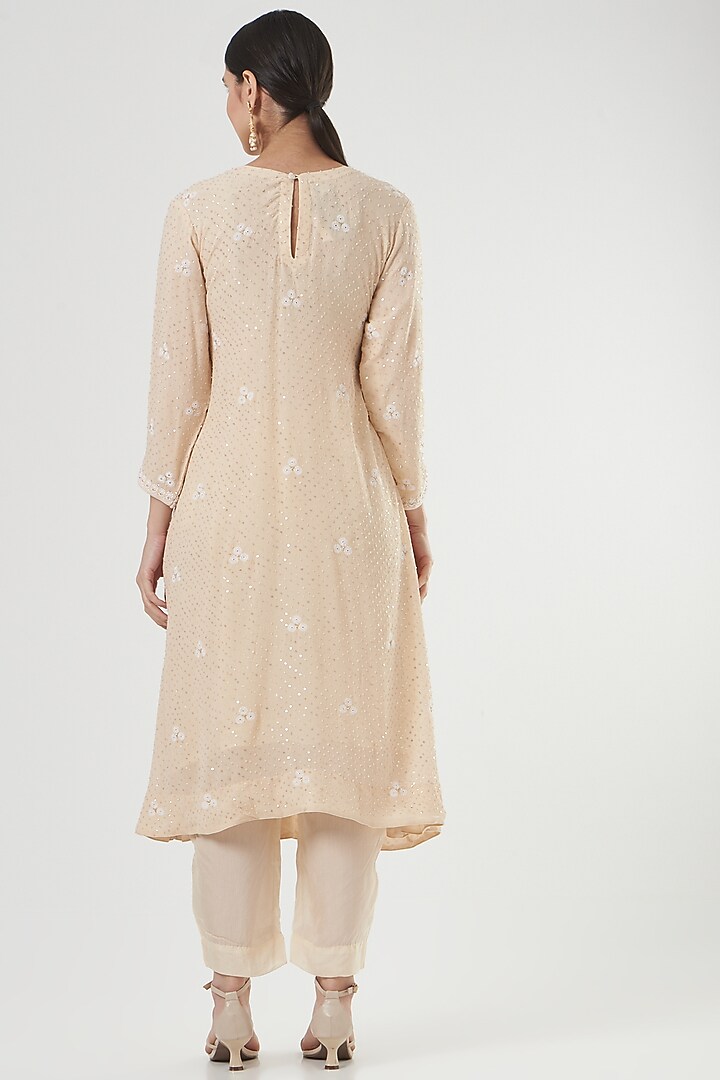 Old Rose Chikankari Kurta Set by Label Darpan at Pernia's Pop Up Shop