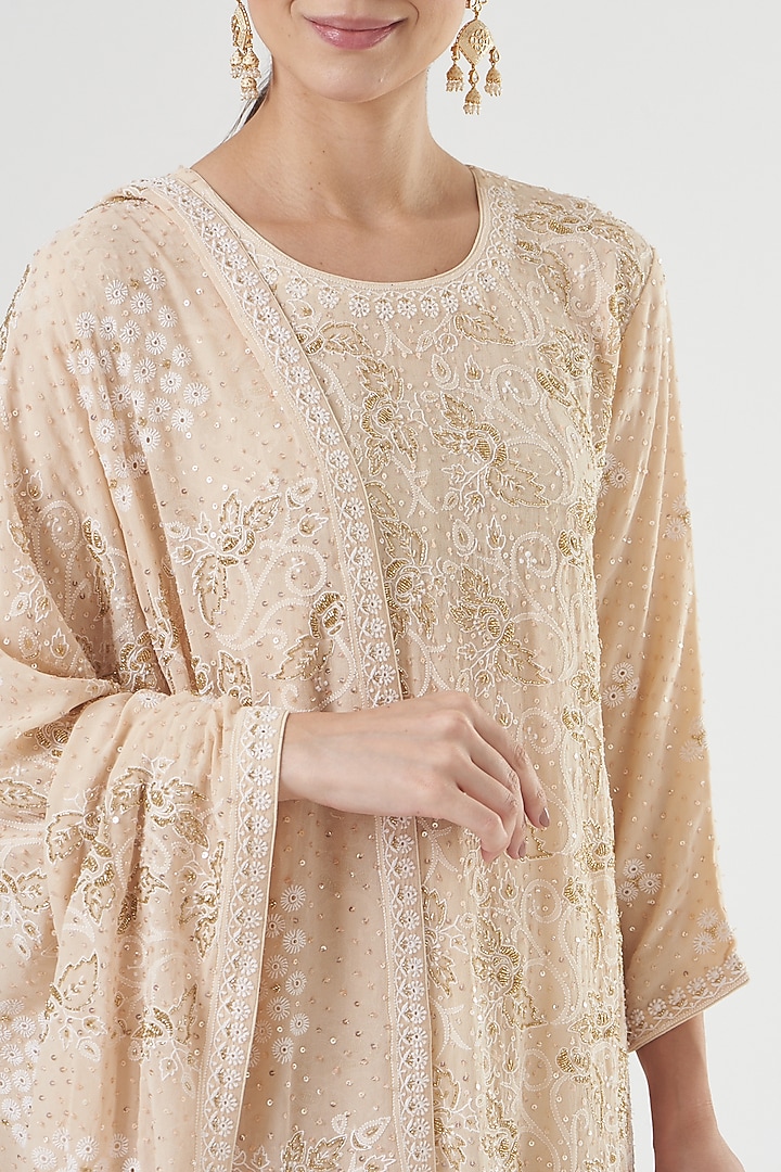 Old Rose Chikankari Kurta Set by Label Darpan at Pernia's Pop Up Shop