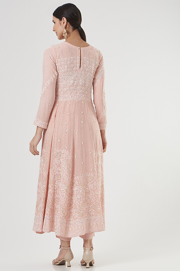 Baby Pink Chikankari Wedding Anarkali Set by Label Darpan at Pernia's Pop Up Shop