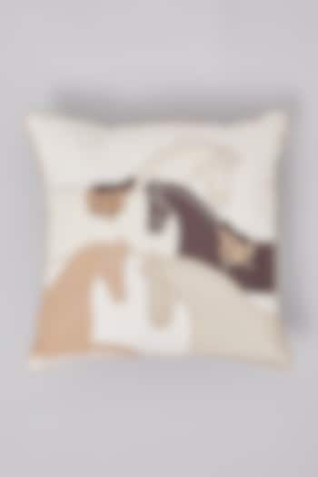 Beige Pure Linen Horse Embroidered Cushion by Linen Bloom Home