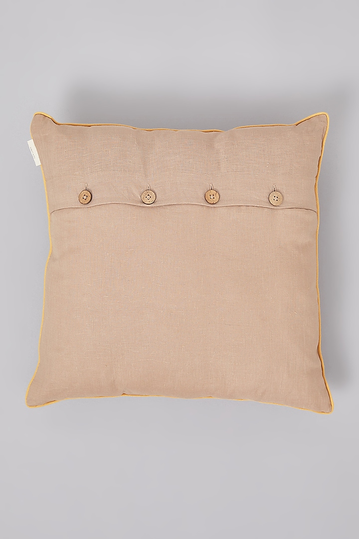 Bronze Pure Linen Floral Embroidered Cushion by Linen Bloom Home at Pernia's Pop Up Shop
