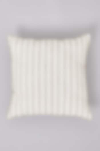 Beige Pure Linen Striped Cushion by Linen Bloom Home