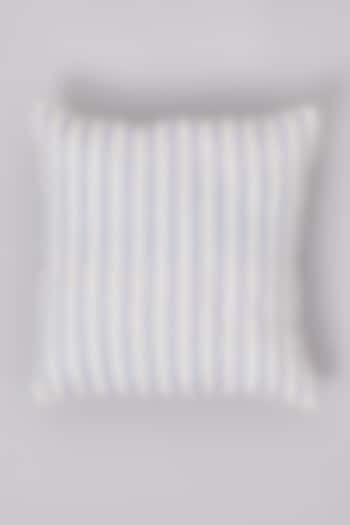 Beige & Blue Pure Linen Striped Cushion by Linen Bloom Home