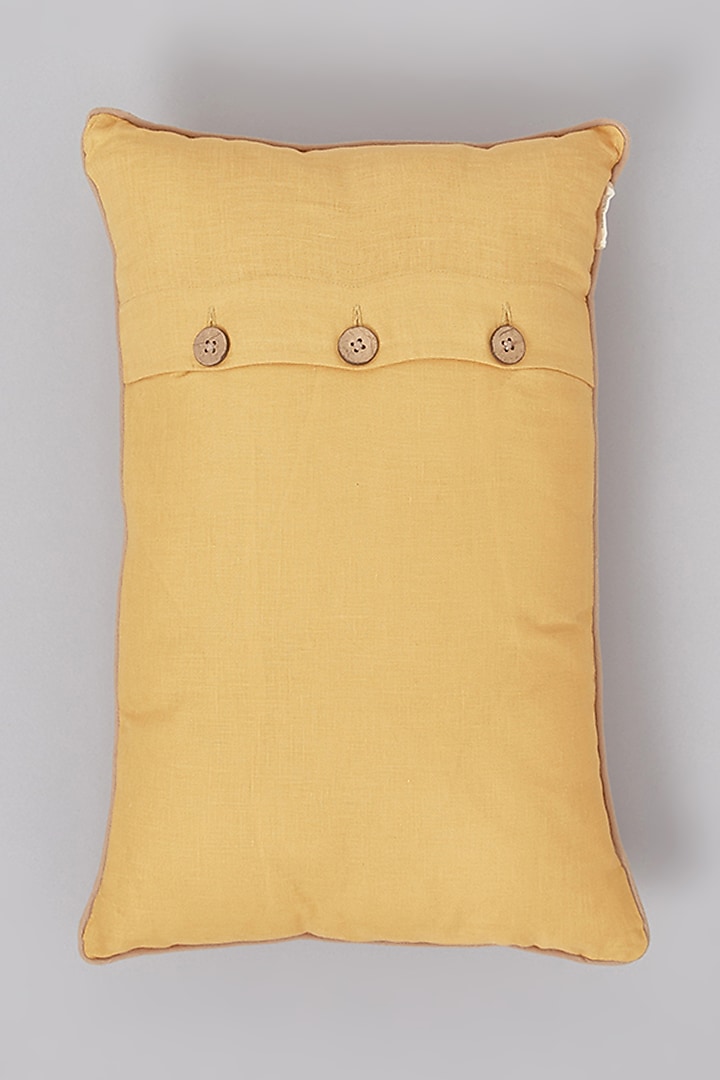 Ochre Pure Linen Floral Embroidered Cushion by Linen Bloom Home at Pernia's Pop Up Shop