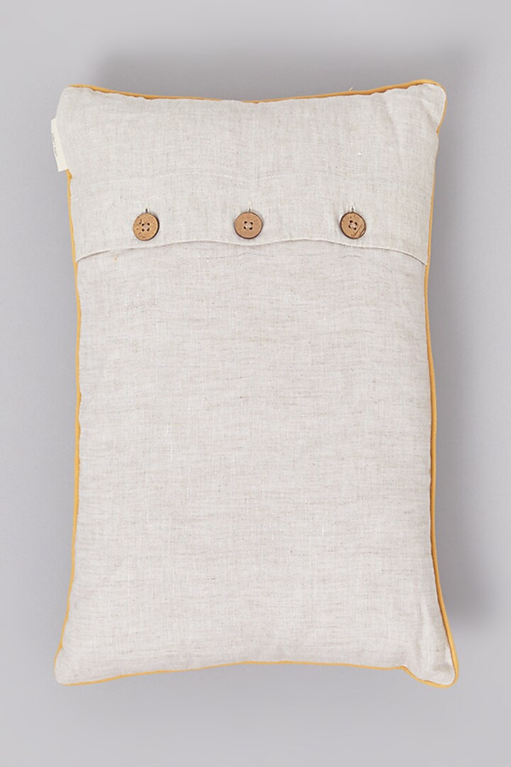 Beige Pure Linen Floral Embroidered Cushion by Linen Bloom Home at Pernia's Pop Up Shop