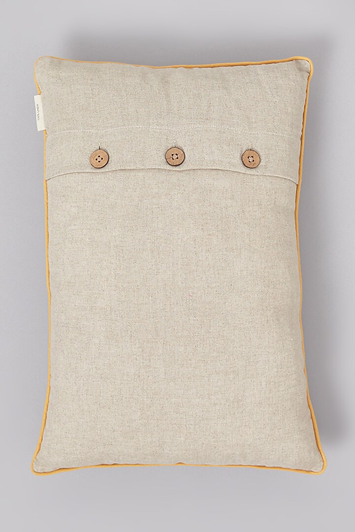 Beige Pure Linen Floral Embroidered Cushion by Linen Bloom Home at Pernia's Pop Up Shop