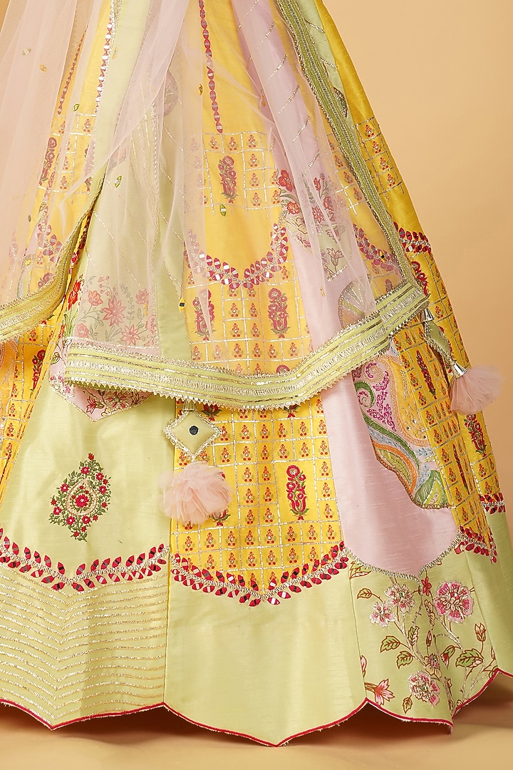 Powder Pista Hand Embroidered Wedding Lehenga Set by Label Radini at Pernia's Pop Up Shop
