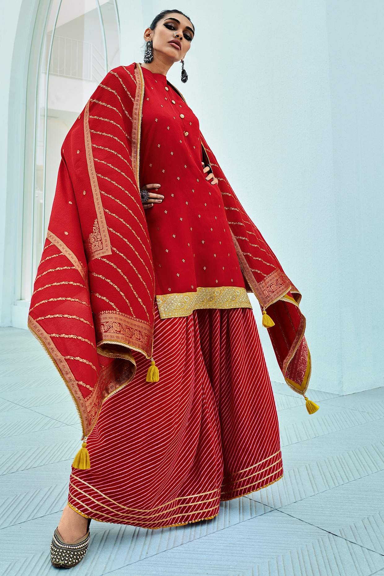 Rajesh tex Georgette Embroidered Sharara Dress