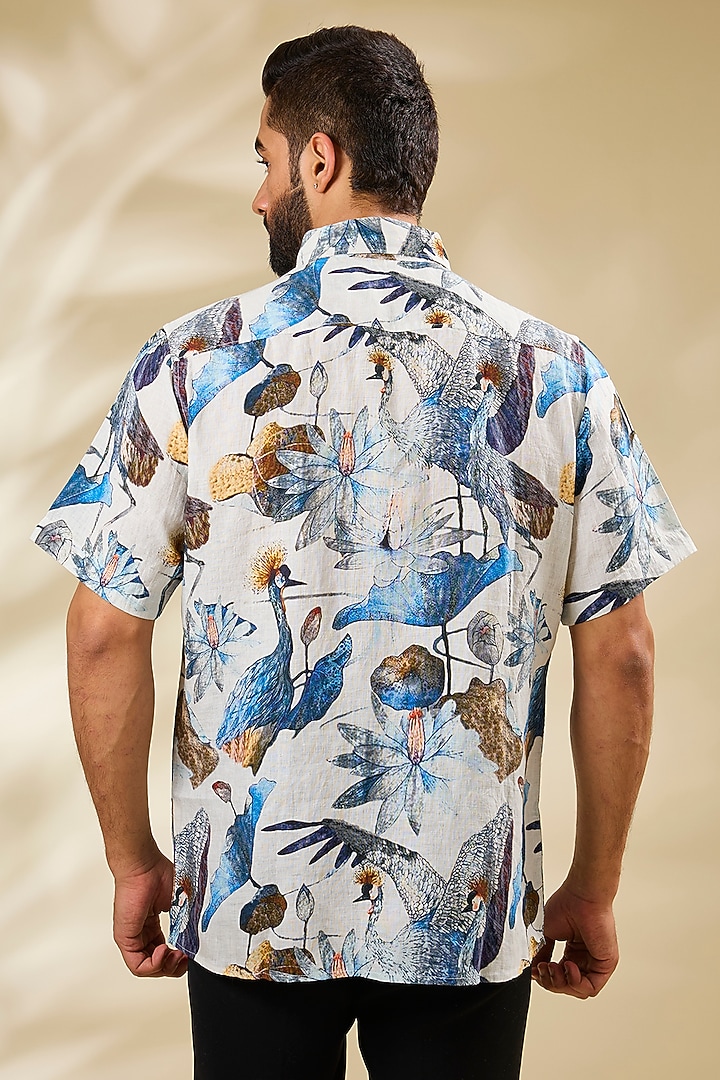 Multi-Colored Linen Printed Party Wear Shirt by Linen Bloom Men at Pernia's Pop Up Shop