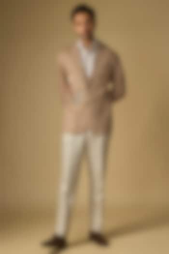 Khaki Linen Tuxedo by Linen Bloom Men at Pernia's Pop Up Shop