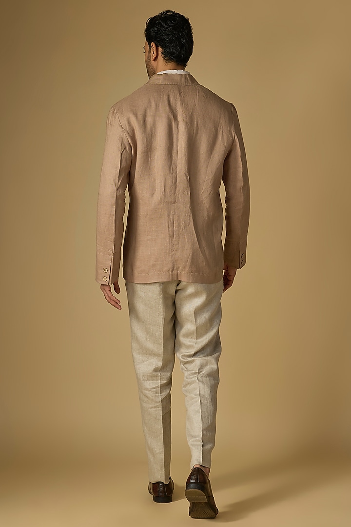 Khaki Linen Tuxedo by Linen Bloom Men at Pernia's Pop Up Shop