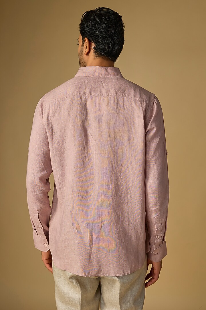 Pink Linen Party Wear Shirt by Linen Bloom Men at Pernia's Pop Up Shop