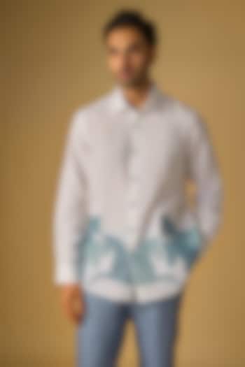 White Linen Wedding Shirt by Linen Bloom Men at Pernia's Pop Up Shop