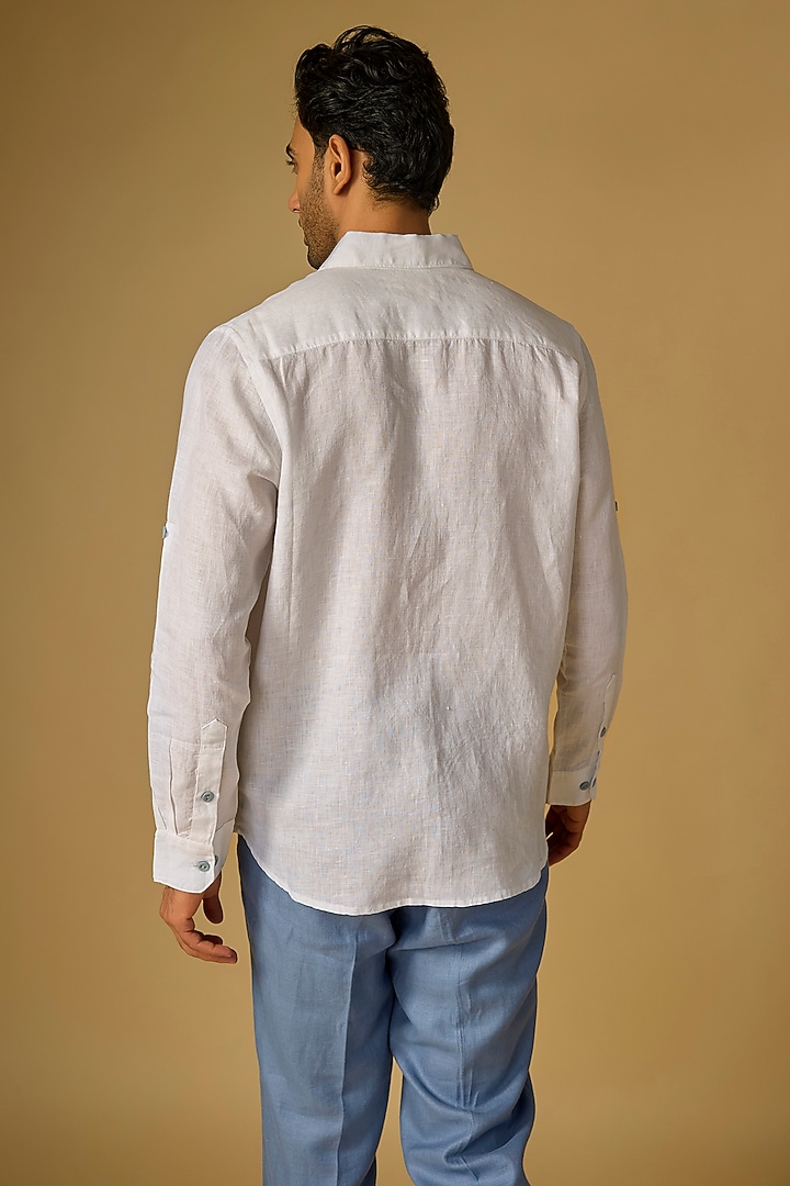 White Linen Wedding Shirt by Linen Bloom Men at Pernia's Pop Up Shop