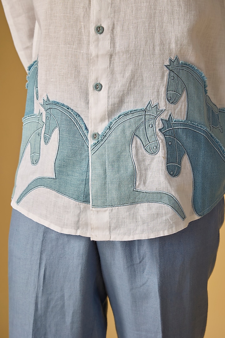 White Linen Wedding Shirt by Linen Bloom Men at Pernia's Pop Up Shop
