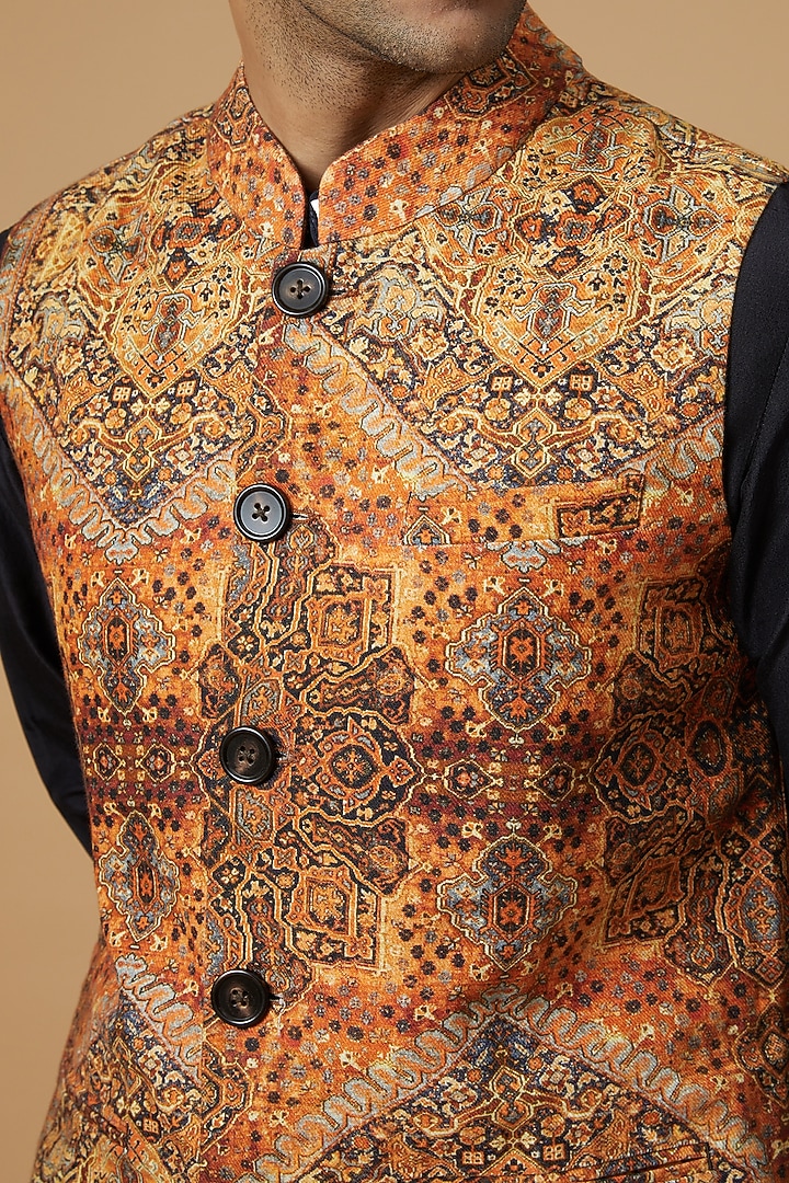 Multi-Colored Linen Digital Printed Waistcoat by Linen Bloom Men at Pernia's Pop Up Shop