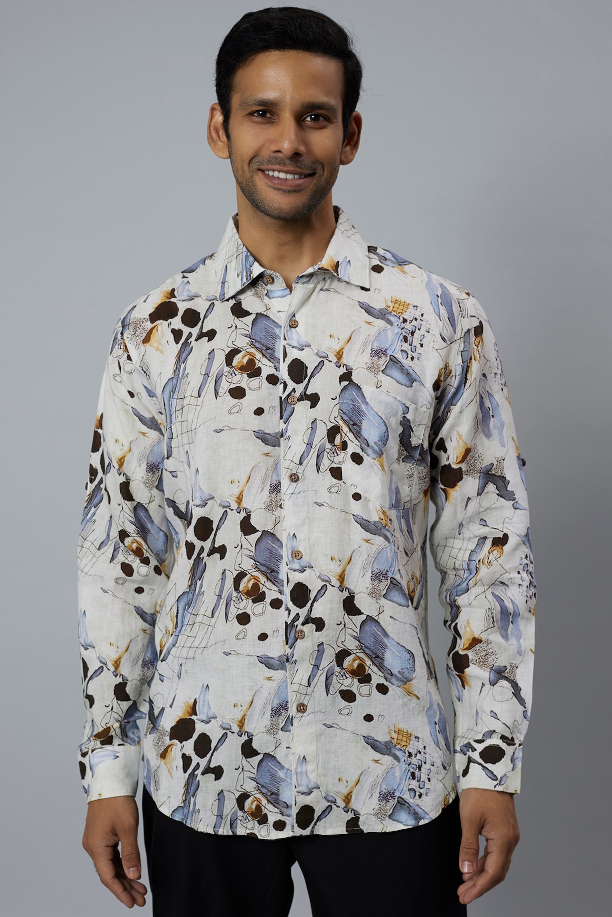 Multi-Colored Pure Linen Printed Shirt Design by Linen Bloom Men at  Pernia's Pop Up Shop 2024