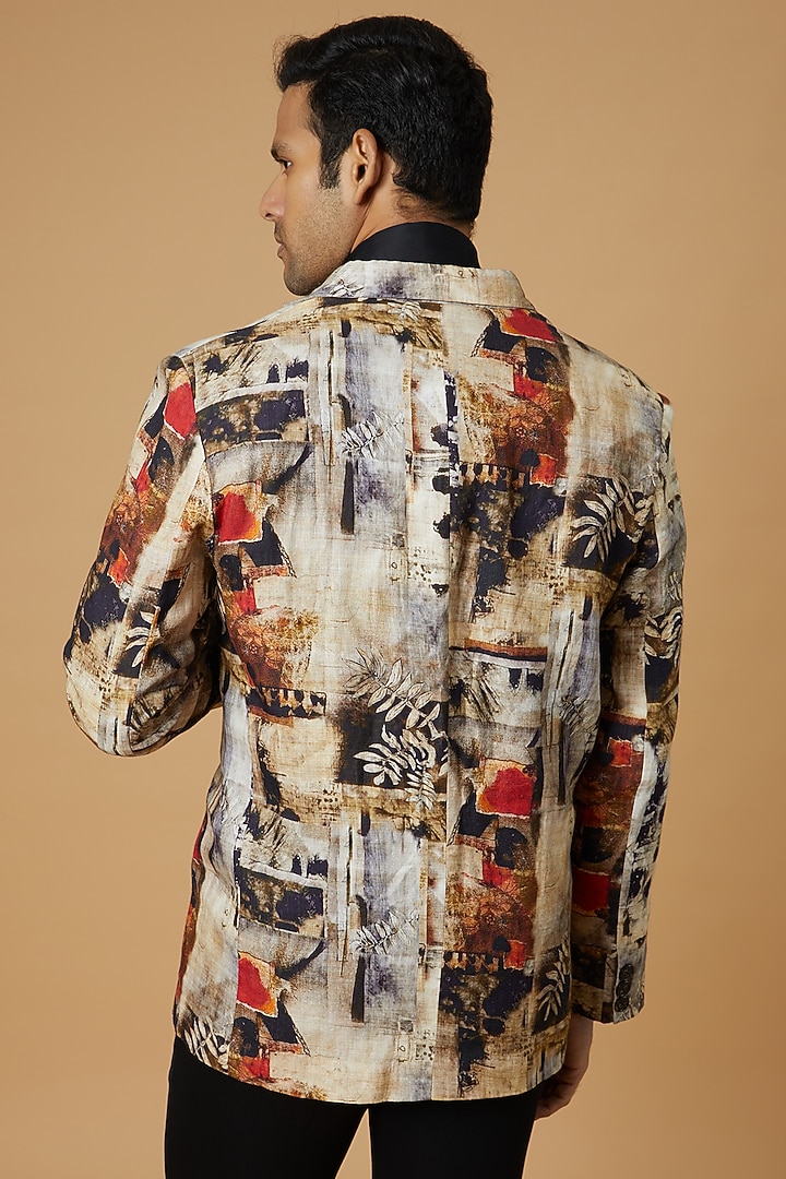 Multi-Colored Linen Digital Printed Blazer by Linen Bloom Men at Pernia's Pop Up Shop