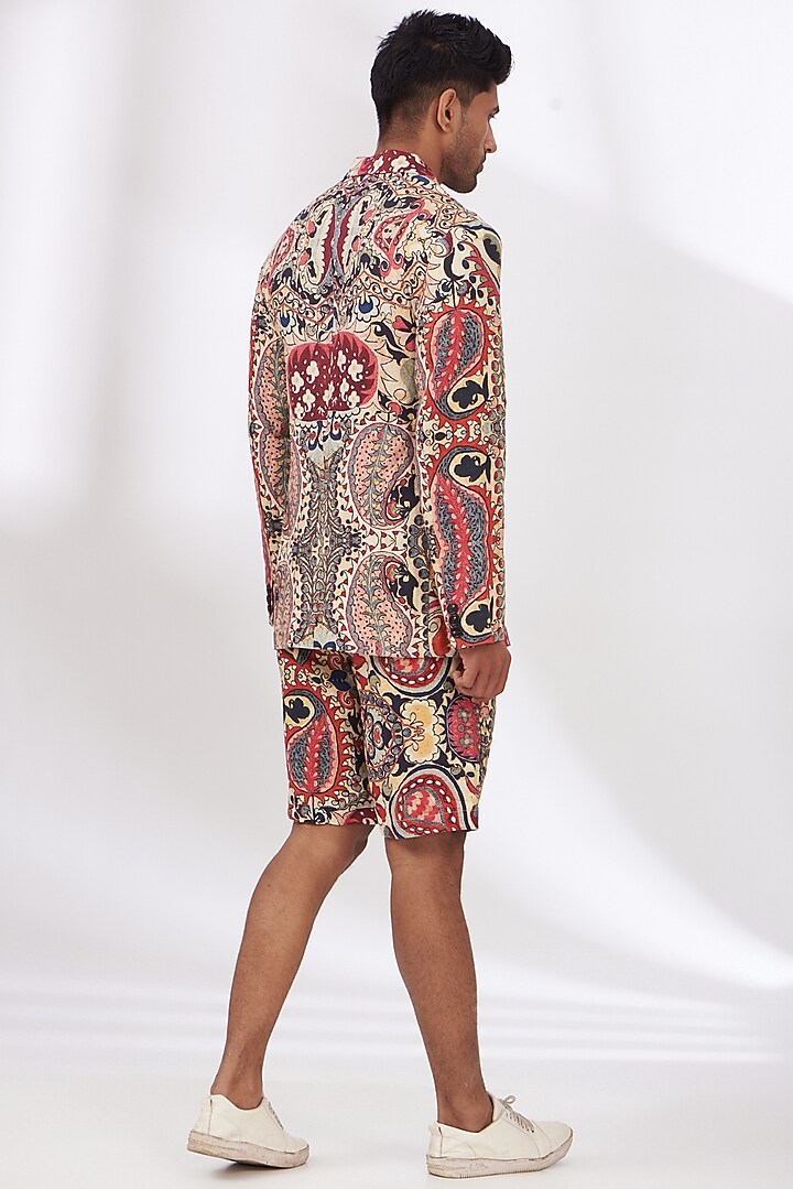 Multi-Colored Linen Twill Printed Shorts by Linen Bloom Men at Pernia's Pop Up Shop