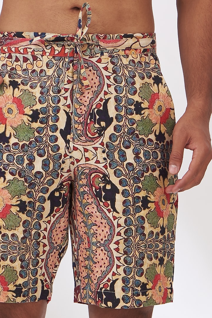 Multi-Colored Linen Twill Printed Shorts by Linen Bloom Men at Pernia's Pop Up Shop
