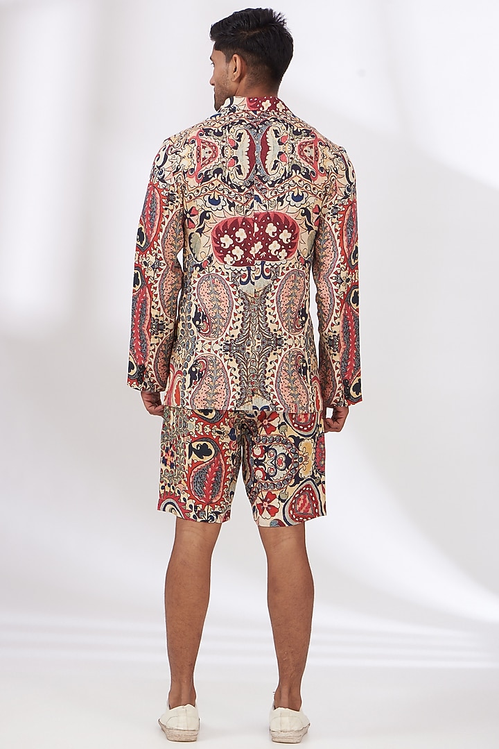 Multi-Colored Linen Twill Printed Blazer by Linen Bloom Men at Pernia's Pop Up Shop
