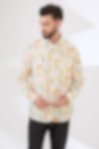 Multi-Colored Linen Digital Printed Shirt by Linen Bloom Men