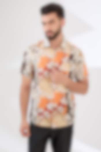 Multi-Colored Linen Digital Printed Shirt by Linen Bloom Men