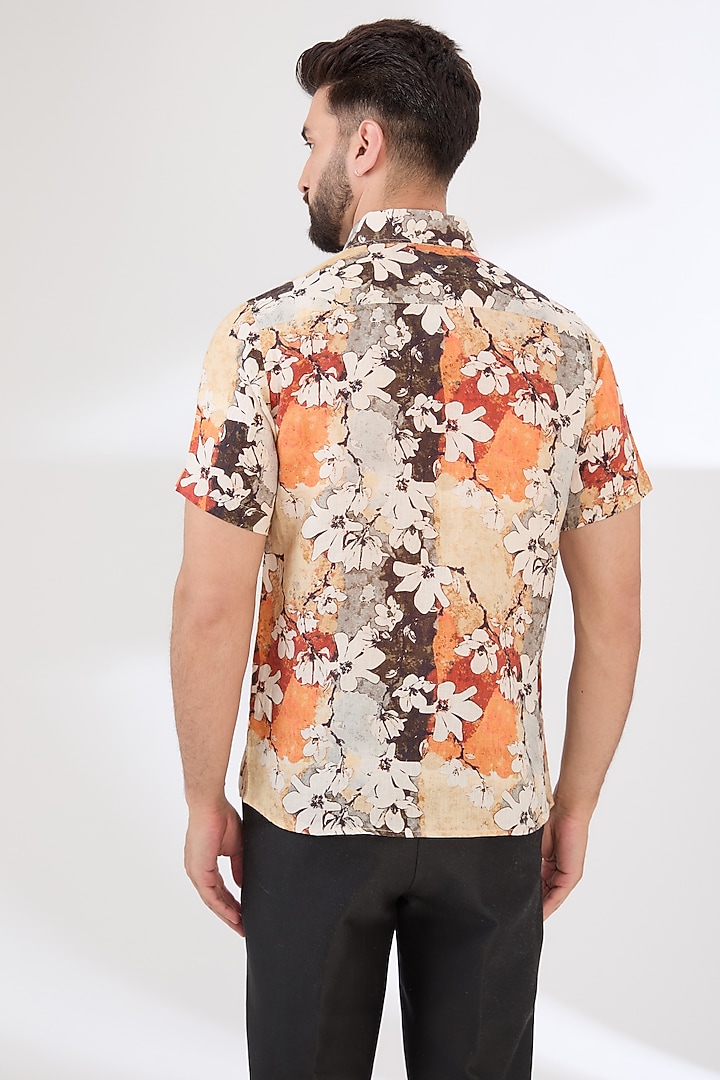 Multi-Colored Linen Digital Printed Party Wear Shirt by Linen Bloom Men at Pernia's Pop Up Shop