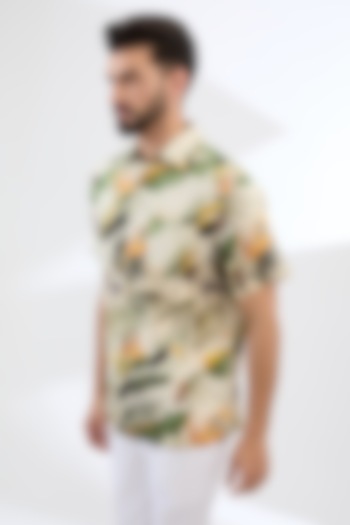 Multi-Colored Pure Linen Printed Party Wear Shirt by Linen Bloom Men at Pernia's Pop Up Shop