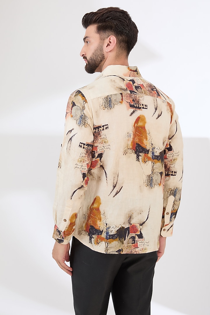 Multi-Colored Linen Digital Printed Party Wear Shirt by Linen Bloom Men at Pernia's Pop Up Shop