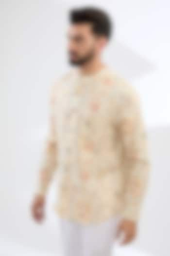 Multi-Colored Pure Linen Printed Shirt by Linen Bloom Men at Pernia's Pop Up Shop