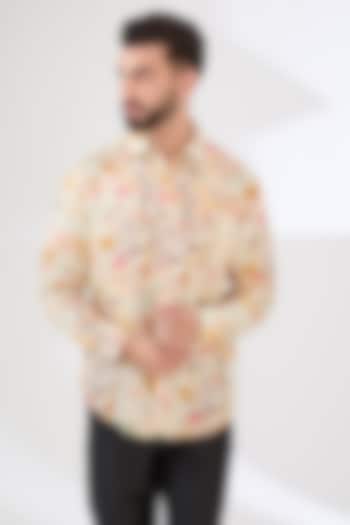 Multi-Colored Linen Floral Printed Shirt by Linen Bloom Men