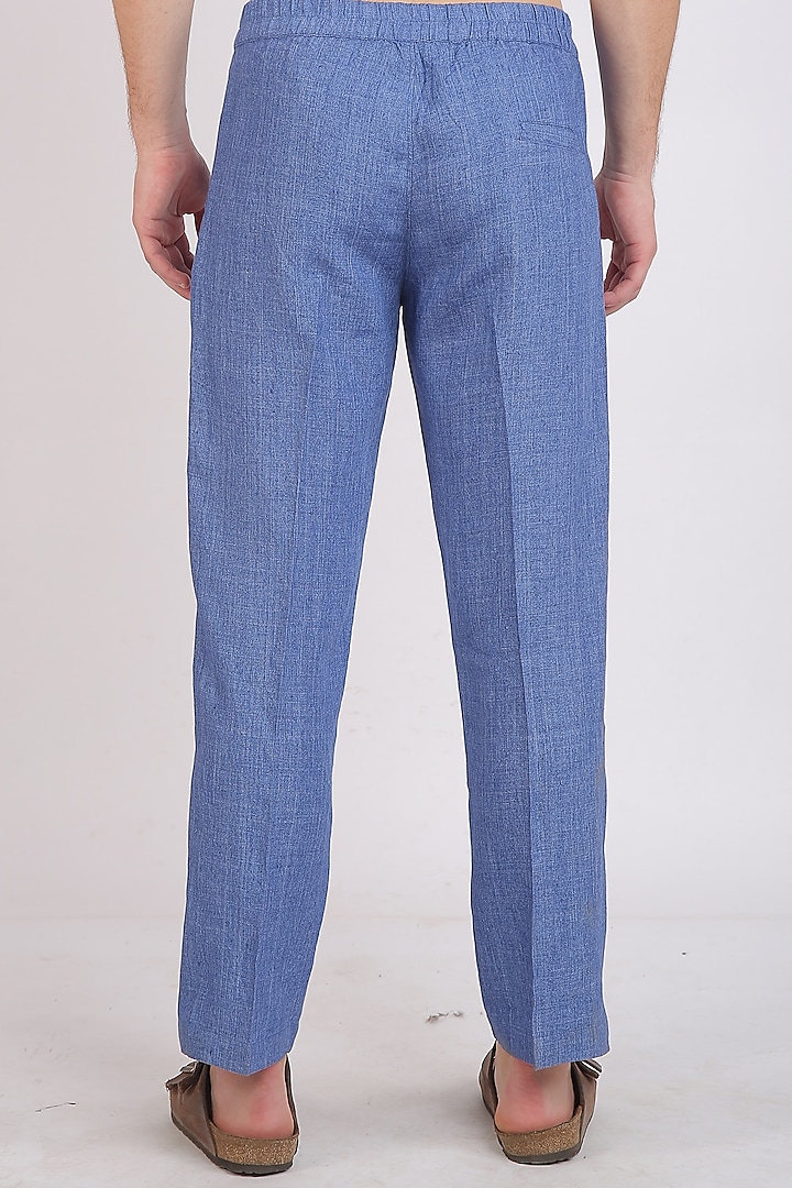 Blue Denim Chambray Pants Design by Linen Bloom Men at Pernia's Pop Up Shop  2024