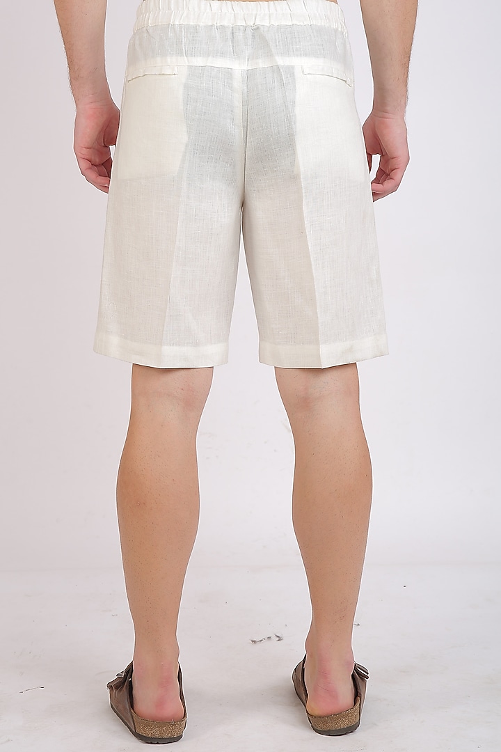White Pure Linen Shorts by Linen Bloom Men at Pernia's Pop Up Shop