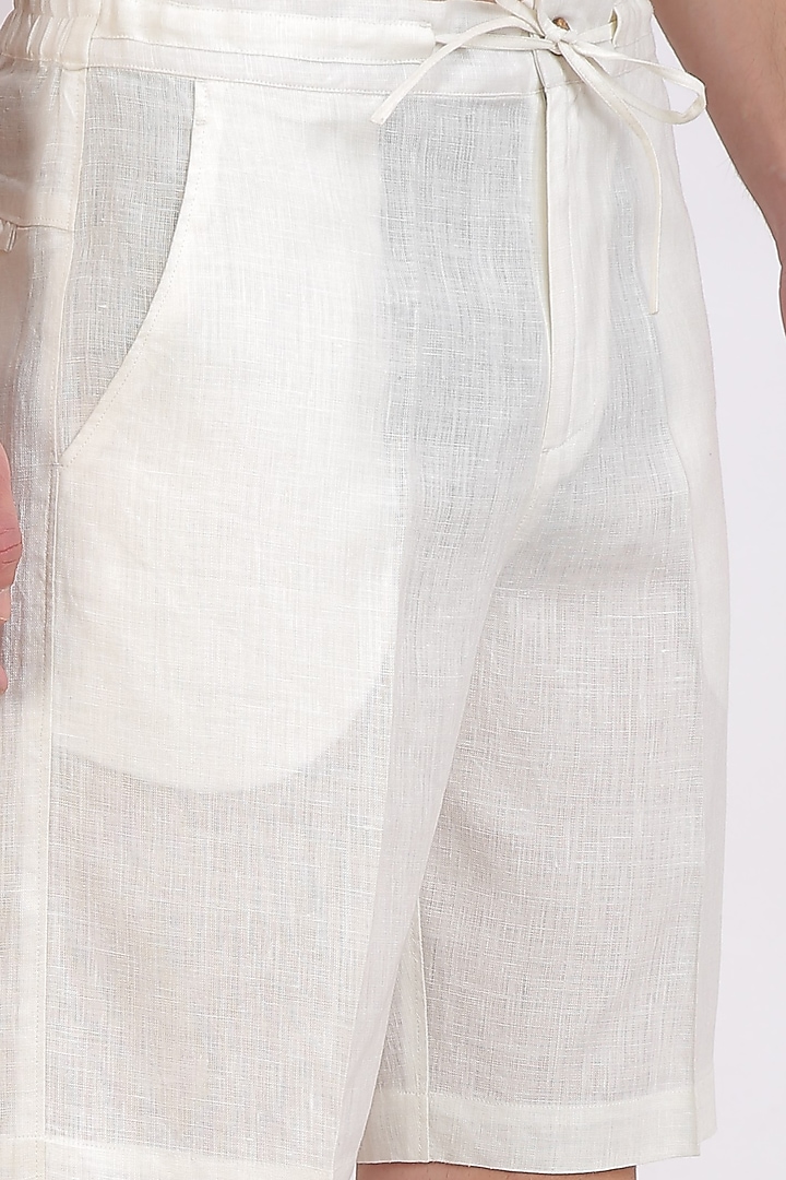 White Pure Linen Shorts by Linen Bloom Men at Pernia's Pop Up Shop