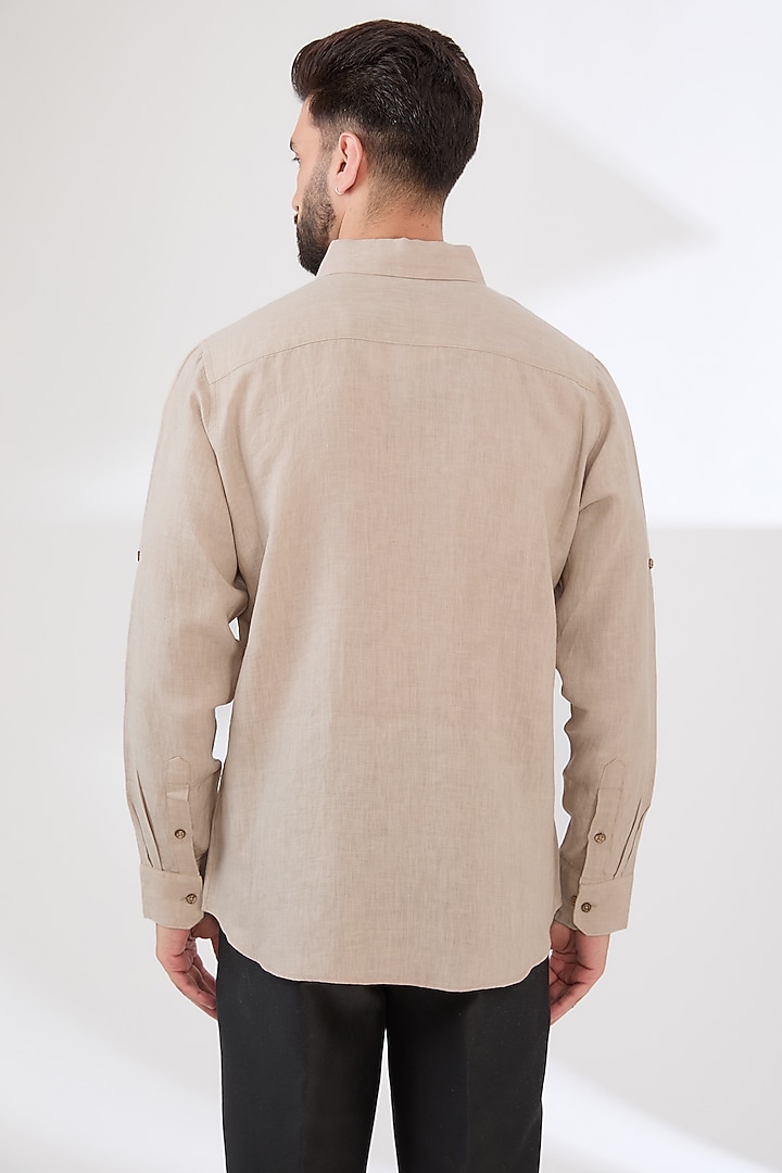 Chemise Habillée Homme English Laundry - Taille XL - Manches Longues Beige Avec Broderies - Coton - Occasion Très Bon état