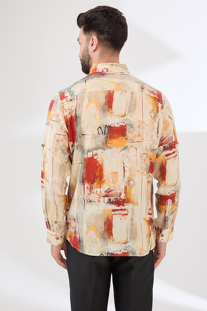 Multi-Colored Linen Printed Party Wear Shirt by Linen Bloom Men at Pernia's Pop Up Shop