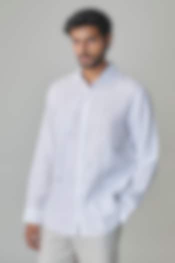 White Linen Wedding Shirt by Linen Bloom Men at Pernia's Pop Up Shop