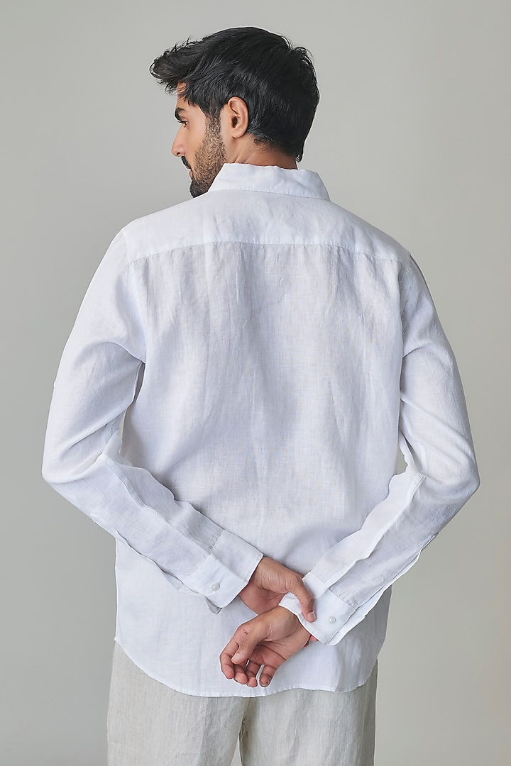 White Linen Wedding Shirt by Linen Bloom Men at Pernia's Pop Up Shop