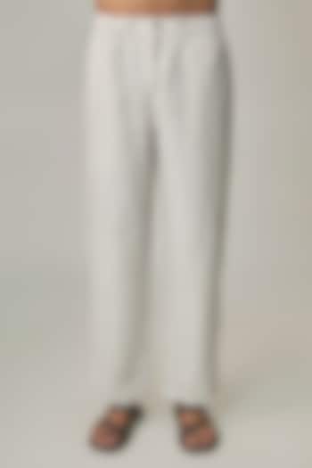 Light Beige Linen Trousers by Linen Bloom Men at Pernia's Pop Up Shop
