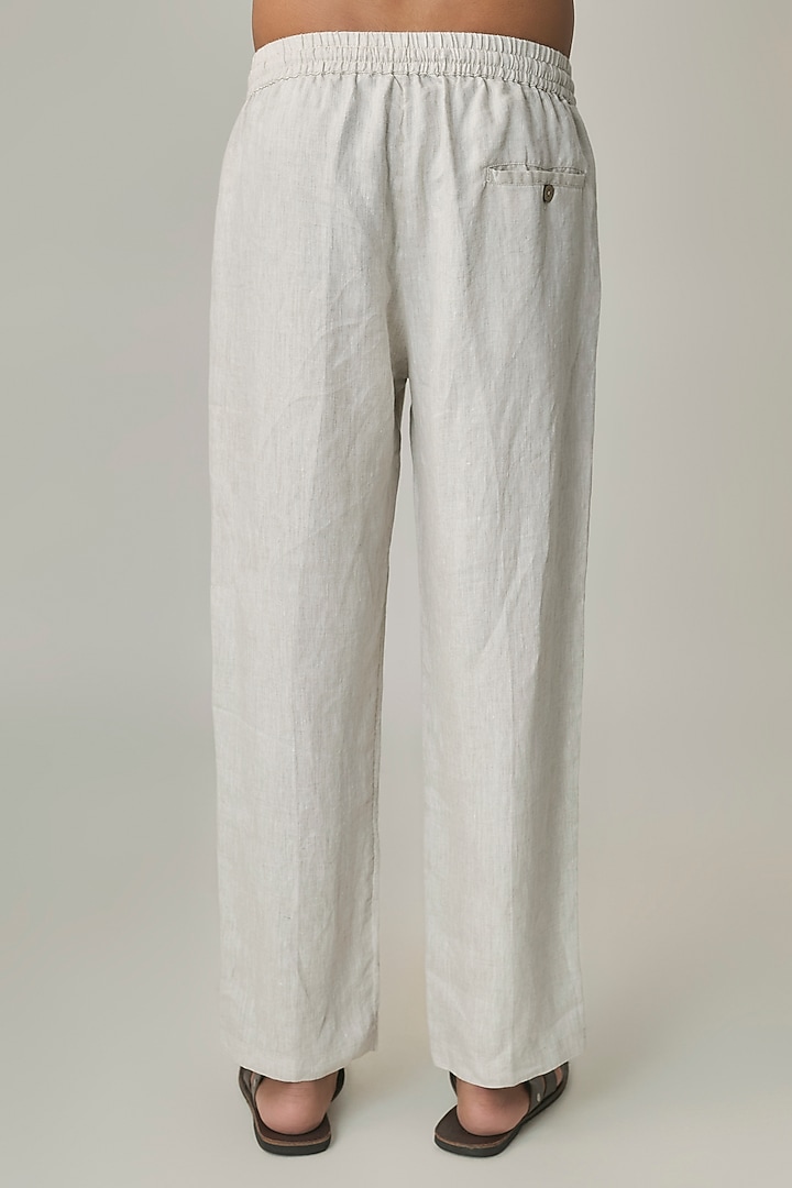 Light Beige Linen Trousers by Linen Bloom Men at Pernia's Pop Up Shop