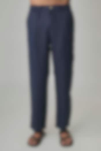 Navy Linen Trousers by Linen Bloom Men at Pernia's Pop Up Shop
