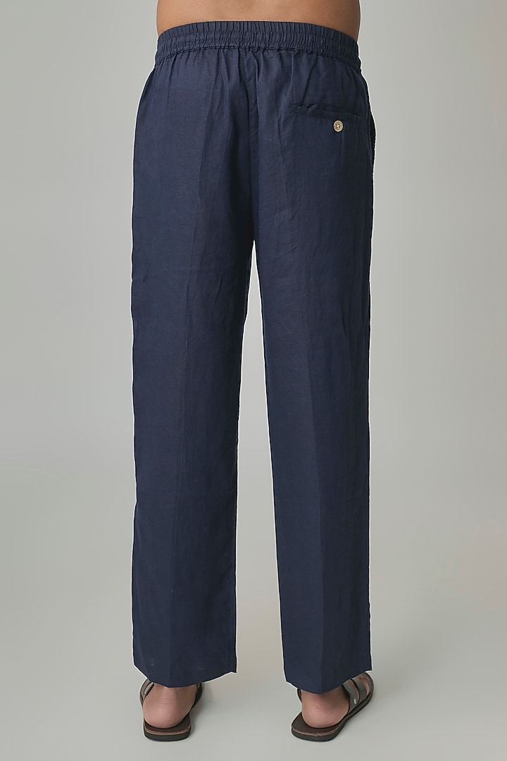 Navy Linen Trousers by Linen Bloom Men at Pernia's Pop Up Shop