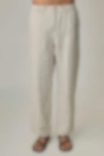 Dark Beige Linen Trousers by Linen Bloom Men at Pernia's Pop Up Shop