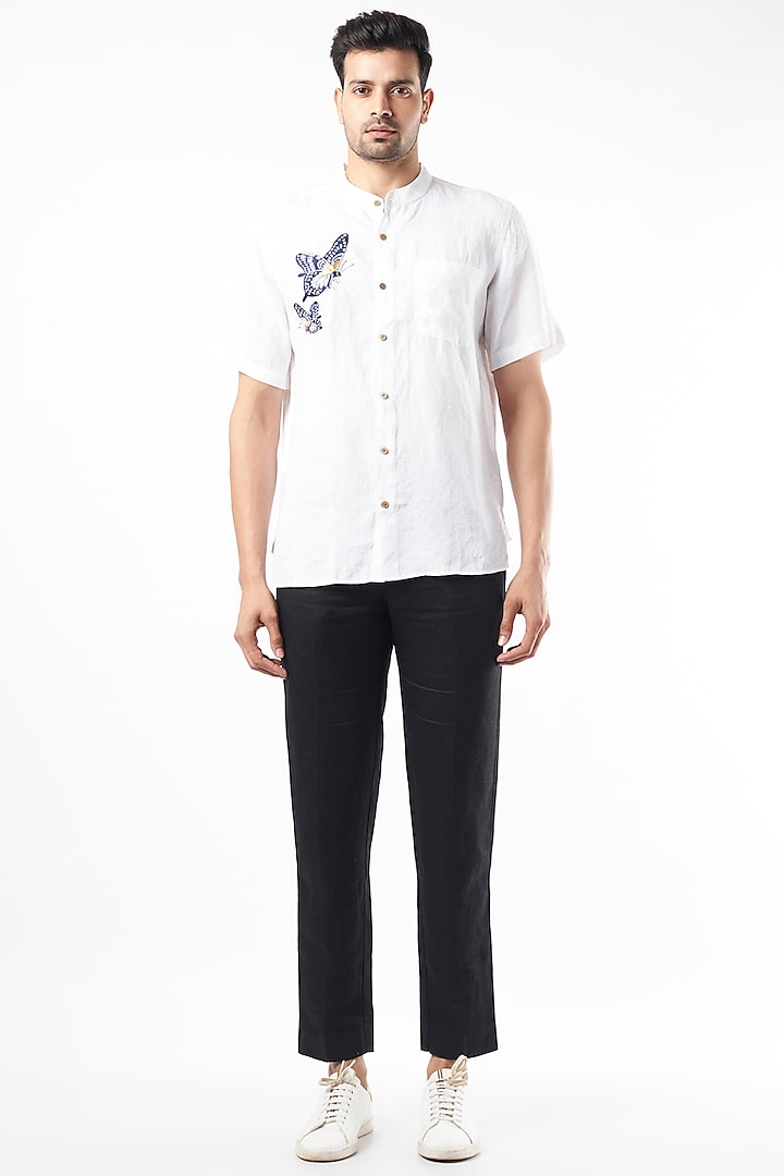White Pure Linen Shirt by Linen Bloom Men