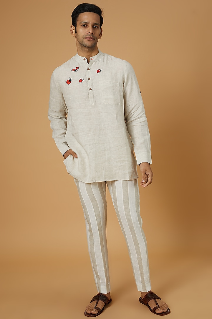 White Linen Pants Design by Linen Bloom Men at Pernia's Pop Up Shop 2024