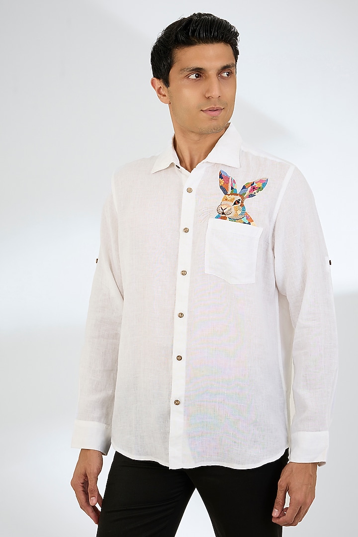 White Linen Shirt by Linen Bloom Men